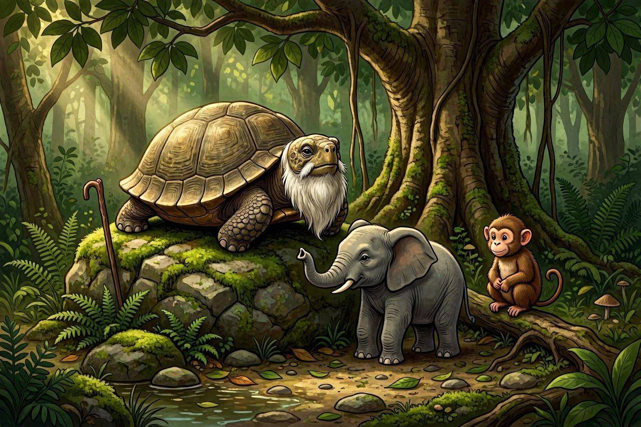 The Magician's Change of Heart A Fascinating Tale of a Baby Elephant and a Monkey'