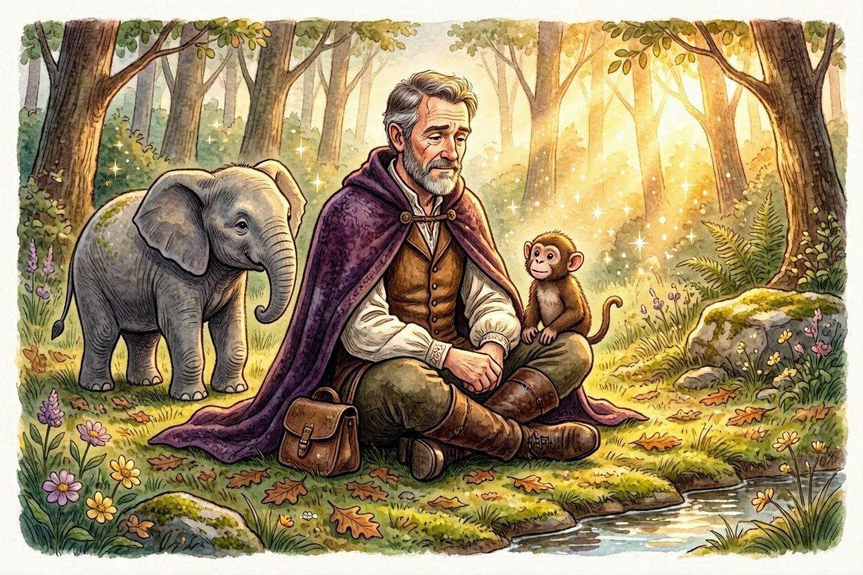 The Magician's Change of Heart A Fascinating Tale of a Baby Elephant and a Monkey;