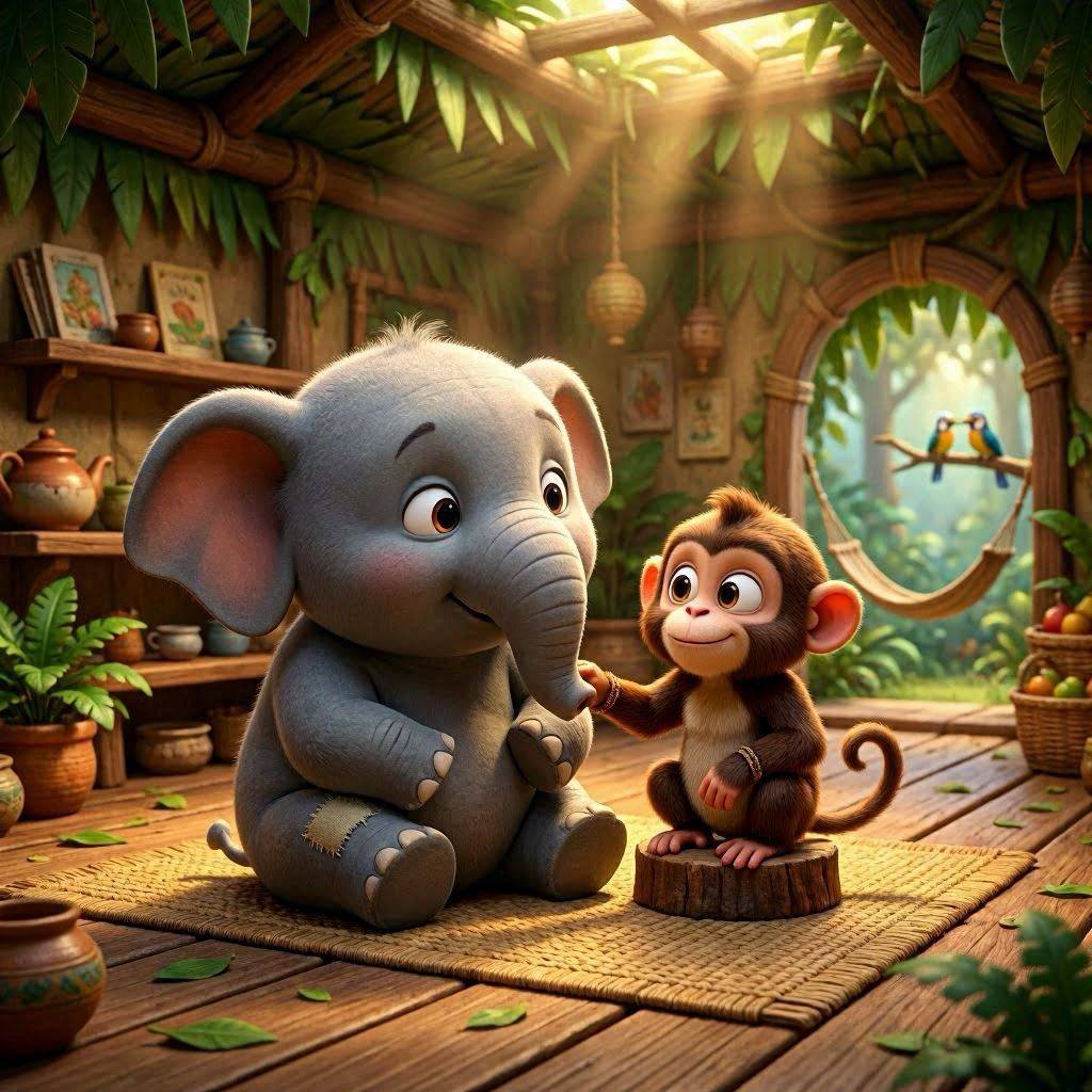 The Magician's Change of Heart A Fascinating Tale of a Baby Elephant and a Monkey